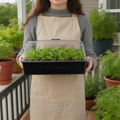 Leak-Proof Seed Starter Trays with 4" Humidity Dome & Drip Tray - 5-Pack Heavy-Duty Plastic Propagation Kit for Herbs, Microgreens, Indoor Gardening, Durable Reusable Plant Growing Trays