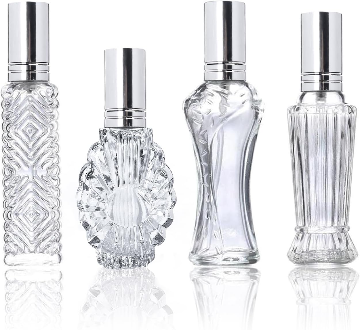 H&D HYALINE & DORA Vintage Refillable Perfume Bottles Glass Empty Spray Bottle Wedding Gifts Car Decor Set of 4