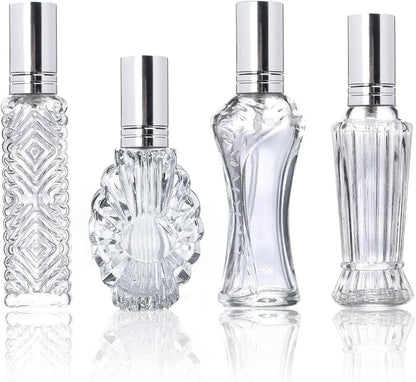 H&D HYALINE & DORA Vintage Refillable Perfume Bottles Glass Empty Spray Bottle Wedding Gifts Car Decor Set of 4