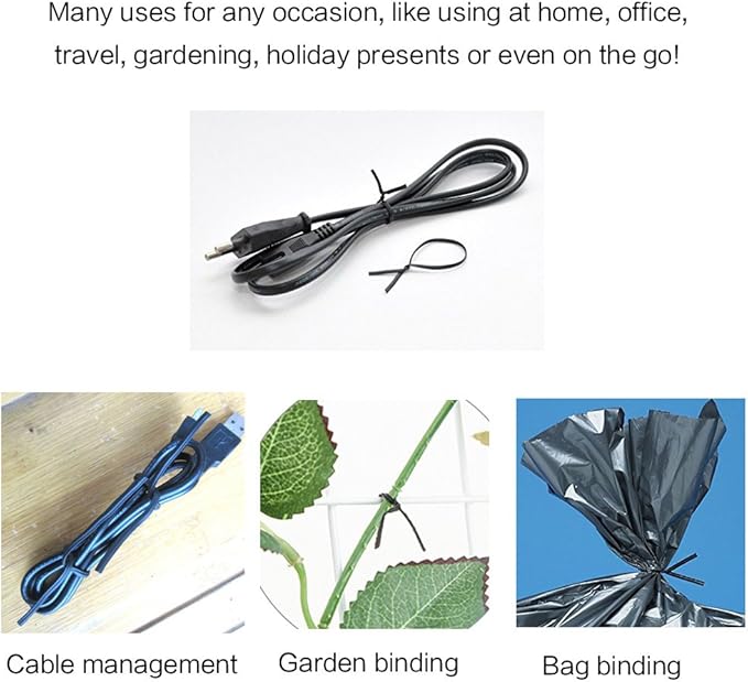 Plastic Black 6" Twist Ties, Reusable Cable Ties,Long Garbage Bag Twist Ties, Trash Bag Coated Ties, Twisty Ties for Organizing, Plant Hollding, Office, Christmas Tree (500 Pcs/6 inch)