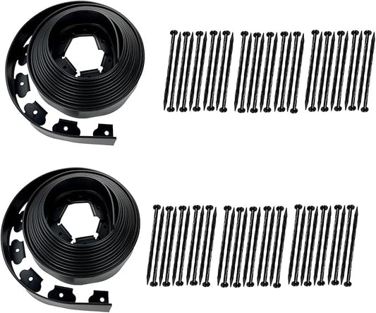 Hugeleaf Landscape Edging 2 Inch Tall 60 Feet Garden Edging Border with 60pcs Stakes, Plastic Edging for Landscaping,Lawn,Flower Beds, Paver Edging (Black)