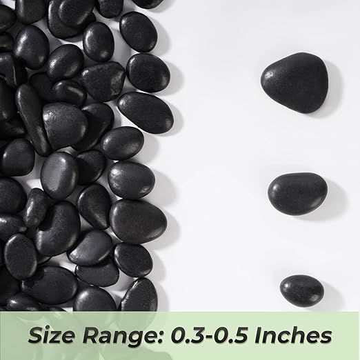 SIDONG 5 LB Black River Rocks, 0.3-0.5 Inches High Polished Pebbles for Indoor Plants, Aquarium Rocks Used in Fish Tank, Decorative Stones for Plants, Vases, Home Décor, Crafting, Garden Landscaping