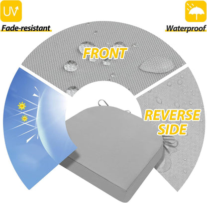 AAAAAcessories Outdoor Seat Cushions for Chairs, Waterproof, Fade-Resistant Patio Furniture Replacement Cushions, 17" x 16" x 2", Set of 2, Gray