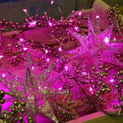 2 Pack Solar Powered Fairy String Lights Outdoor Waterproof 8 Modes Twinkle Christmas Decorations Lights, Each 33ft-100LED, 40ft-120LED, 66ft-200LED, 80ft-240LED, (Pink, 66)