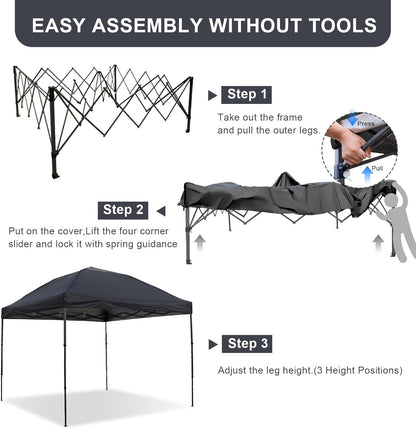 10x10 Pop Up Canopy Tent, Instant Outdoor Canopy with Sand Bags Waterproof Sun Shade Easy Up Tents for Parties,Canopy for Camping Beach Parties