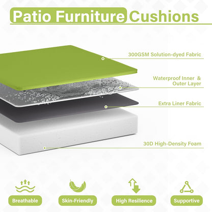 Patio Chair Cushions 17 X 16 X 3 Inch Waterproof Outdoor Seat Cushions for Patio Furniture, Outdoor Sofa Couch Pads with Ties & Handle, Set of 2, Grass Green