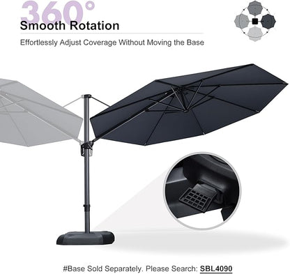 PURPLE LEAF 11 Feet Patio Umbrella Outdoor Cantilever Round Umbrella Aluminum Offset Umbrella with 360-degree Rotation for Garden Deck Pool Patio, Grey