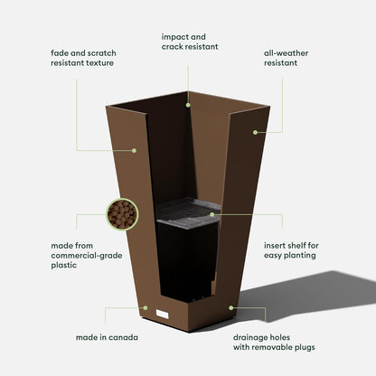 Veradek V-Resin Indoor/Outdoor Taper Planter (26 inch, Espresso)