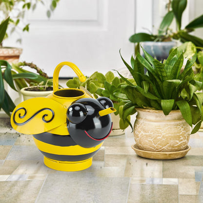 Metal Cute Bee Watering Can for Indoor/Outdoor Plants, Handmade Bee Watering Pot 1.8L 1/2 Gallon, Kids Novelty Decorative Watering Kettle Planter for Plants Succulent Flowers, Garden Decor