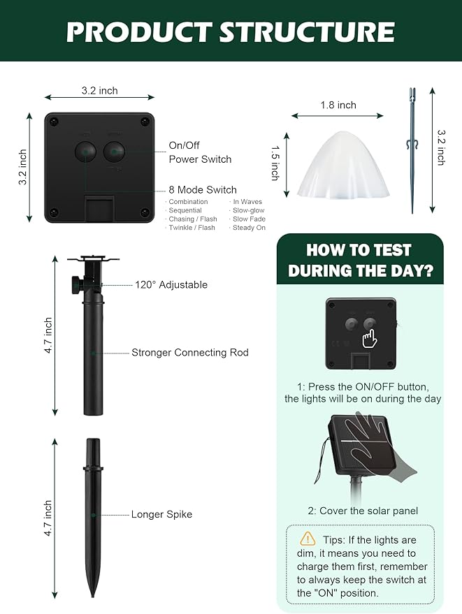 Solar Mushroom Garden Lights for Outside, 20 LED 32.8FT Solar Pathway Lights Outdoor Waterproof for Fence with 8 Lighting Modes for Patio Yard Decorative