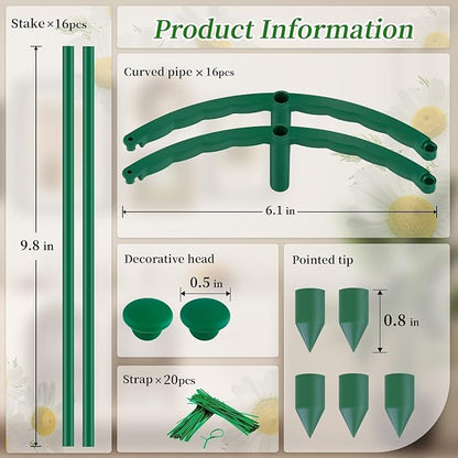 Small Tomato Cage 2 Pack,SupKing Adjustable Plant Trellis Plastic Potted Support Ring Stakes for Indoors Garden Climbing Vines Peony Cucumber,Comes 20 Twist Ties