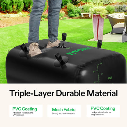 VIVOSUN 400 L/106 Gal Water Bladder, Foldable and Portable Water Storage Bag for RV, Camping, Garden Watering, Agricultural Irrigation, Drought Resistance, Firefighting