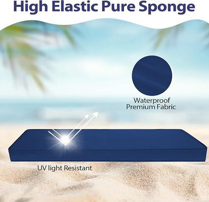 Outdoor Bench Cushion 48 x 16 x 3 Inch with Ties, Thick Waterproof Porch Swing Cushions for Patio Furniture Chair Pad, Seat Sofa Garden Replacement Cushion Sponge Filling