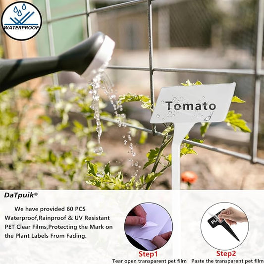 White 30 Pack Outdoor Tall Plant Label, Large Waterproof Plastic Plant T-Type Tags, Durable Nursery Garden Markers, Perfect for Herbs, Flowers, Vegetable with Marking Pen (Height 11.8'')