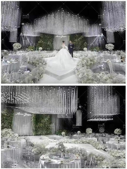 WAZHRMGHG 198 FT Acrylic Crystal Garland Strands Hanging Ornaments Chandelier Gem Bead Chain Octagon String for Christmas Tree Manzanita Wedding Centerpiece Party (198FT(60M))