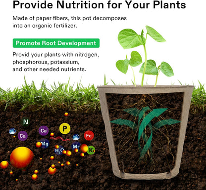 VIVOSUN Peat Pots, 30 Packs 3.15-Inch Seed Starting Pots with Drainage Holes, Round Nursery Pot, 20 Plant Labels for Flowers, Plants, Vegetables, 30Pcs