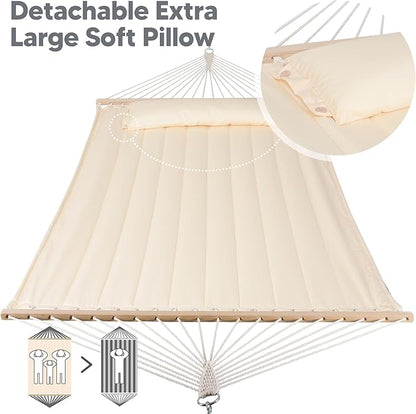 SUNCREAT Hammocks Replacement Hammock for Stand, 475 lbs Capacity, Two Person Backyard Hammock for Outside, Beige