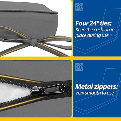 AAAAAcessories Outdoor Chaise Lounge Cushions, Waterproof, Fade-Resistant Patio Furniture Replacement Cushions, 72" x 21" x 3", Dark Gray