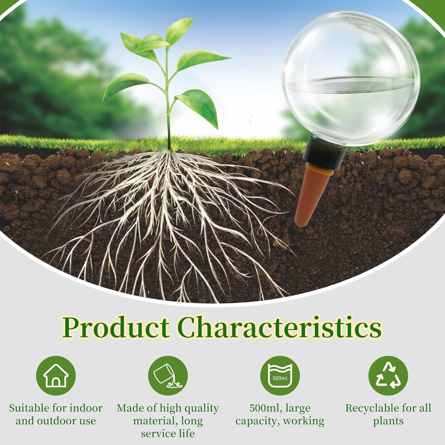 6 Pcs Self Watering Globes for Indoor Plants Automatic Watering Planter Insert 17.5 oz Watering Bulbs with Slow Release Control Water Dripper for Plants