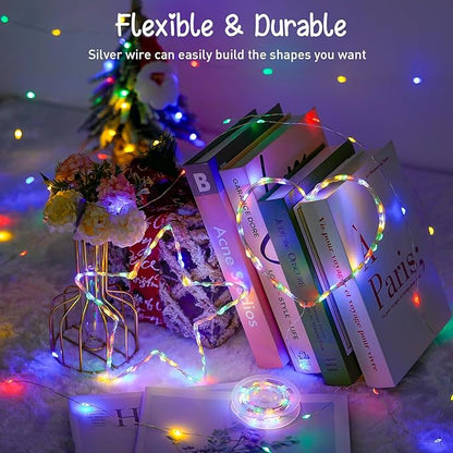 JMEXSUSS 2 Pack Solar Christmas Lights Outdoor Waterproof, Each 33FT 100 LED Multi Colored Solar Fairy Lights, 8 Modes String Light for Outside Yard Patio Tree Garden Christmas Decorations