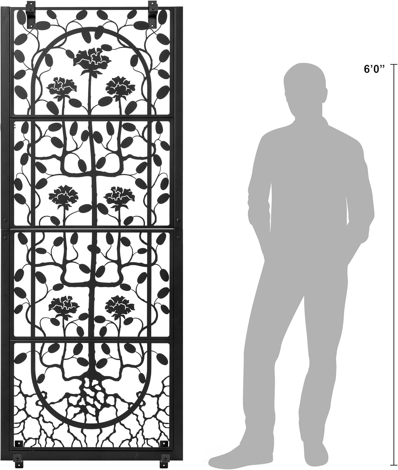 H Potter Trellis Privacy Screen (Wall Trellis Black w Mounting Brackets)