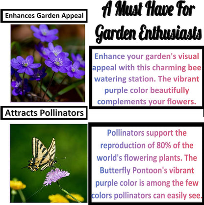 4 Pack Floating Bee Watering Station for Garden, Butterfly Feeder Bee Waterer Wildlife Baths Pollinator, Outdoor Pool & Garden Decor(Purple Butterfly)