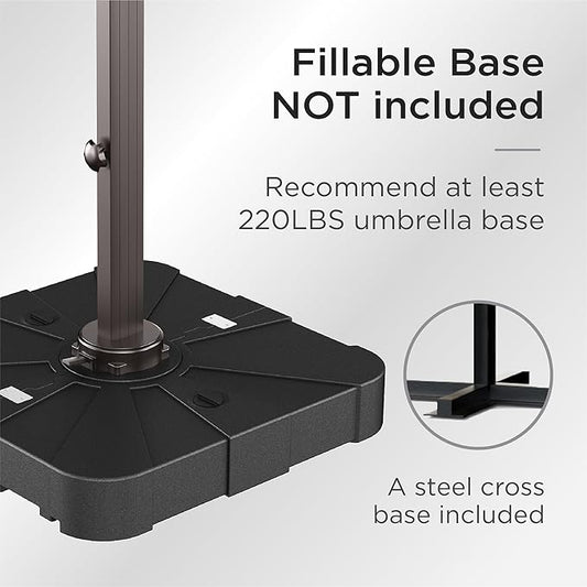 10' X 13' Patio Umbrella Outdoor Large Rectangle Offset Cantilever Umbrellas Double Top Heavy Duty Windproof with 360-degree Rotation for Pool Garden Deck