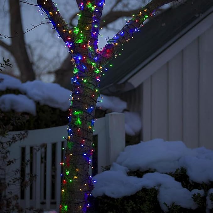 OZS 4 Pack 320LED Solar Christmas String Lights Outdoor, Waterproof 8 Modes Solar Tree Light, Green Wire Christmas Lights Outdoor for Garden, Party, Wedding, Christmas Decorations (Multicolor)