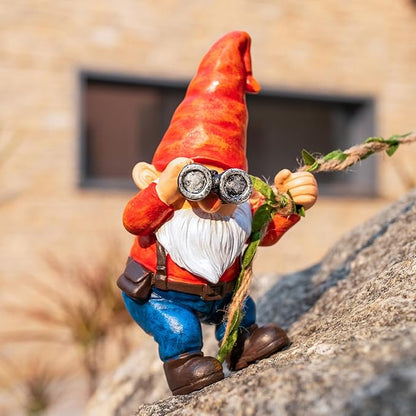 Hanging Gnome Garden Statue Funny Climbing Gnomes with Telescope Figurine Tree Hugger for Outdoor Lawn Home Patio Yard Art Decoration Father's Day Christmas Gardening Gifts for Mom Dad