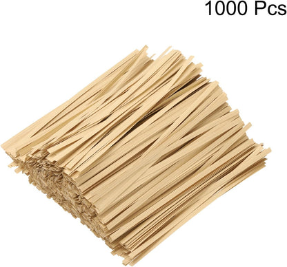 HARFINGTON 1000pcs Bag Twist Ties 6" Reusable Kraft Paper Twist Ties Wire Cable Ties for Party Bread Candy Cake, Wood Tone
