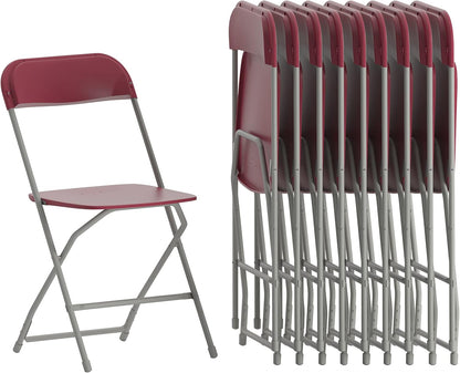 Hercules Series Plastic Folding Chair Red - 10 Pack 650LB Weight Capacity Comfortable Event Chair-Lightweight Folding Chair