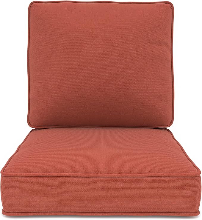 Outdoor Chair Cushions 23" x 24" x 4", Patio Deep Seat Replacement Cushions Set with Zippered Removable Cover, Weather-Resistant Olefin Fabric for Garden Chair Sofa Couch, Red