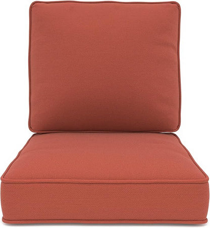 Outdoor Chair Cushions 23" x 24" x 4", Patio Deep Seat Replacement Cushions Set with Zippered Removable Cover, Weather-Resistant Olefin Fabric for Garden Chair Sofa Couch, Red