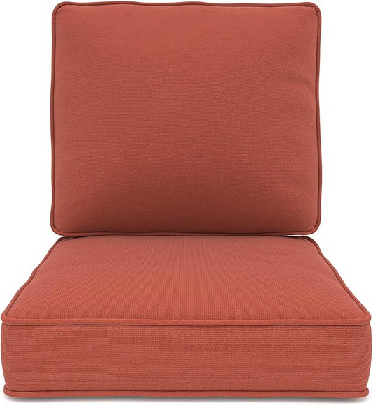 Outdoor Chair Cushions 23" x 24" x 4", Patio Deep Seat Replacement Cushions Set with Zippered Removable Cover, Weather-Resistant Olefin Fabric for Garden Chair Sofa Couch, Red