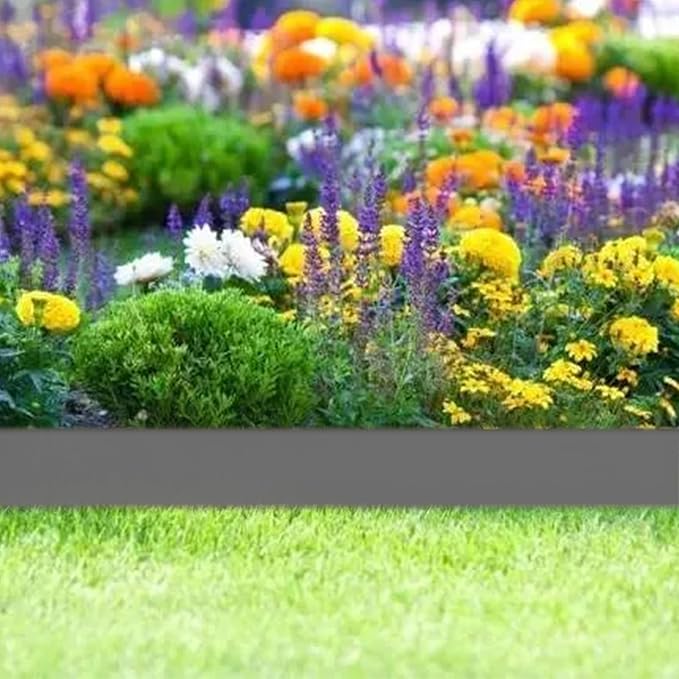 33FT Landscape Edging, 4 in Tall Garden Edging Borders with 30 Spikes,Flexible Lawn Edging Kit Plastic Mini Fence Borders for Grass Flower Beds, Pavement,Yard -Grey