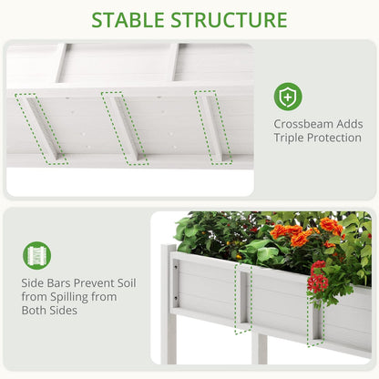 LUE BONA Raised Garden Bed with Tools, 47*18*29 in, Poly Elevated Planter Box with Legs And Storage Shelf, Weather Resistant, 3-Year Warranty, Standing Growing Bed Herb Planter for Vegetable, White