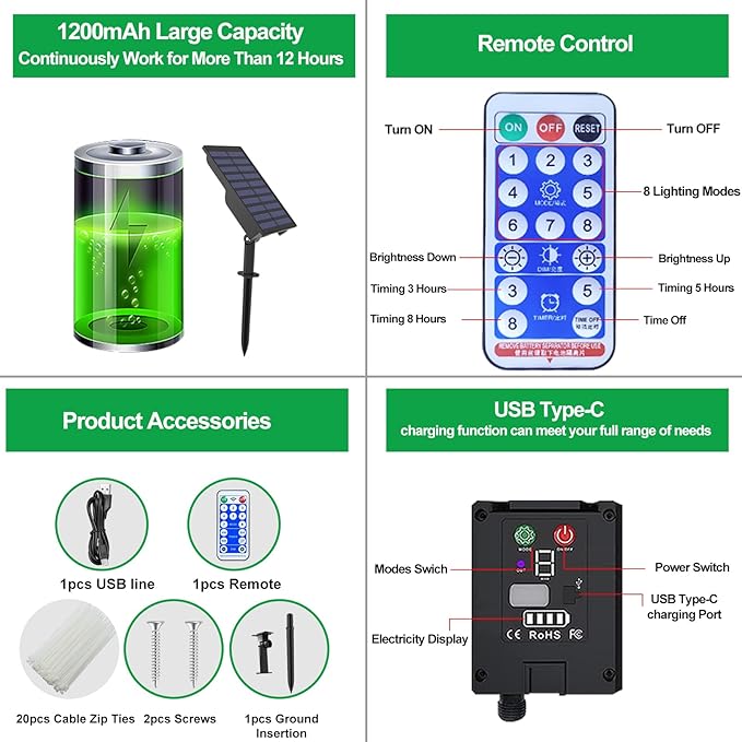 300 LED Solar Rope Lights - 99 FT Bright Outdoor Garden String Lights with 8 Modes, Waterproof, Decorative for Fence & Patio (Warm)