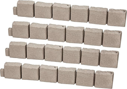 VEVOR Faux Stone Landscape Edging, No Dig Garden Edging Border, Flexible Blocks for Lawn Edging, Flower Beds, Driveway, Yards with 12 Spikes, 4 Pack 24 Bricks 16FT Kit, 46.9" Lx 4" W x 6" H, Brown