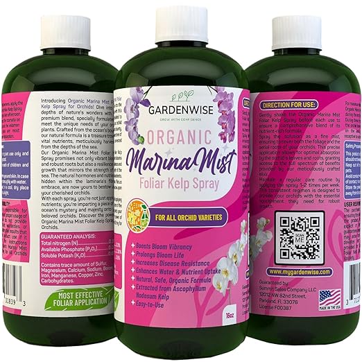 Marina Mist Orchid Fertilizer - Plant Food Mist - Liquid Seaweed Extract for Blooming - Orchid Care - Abono para Orquideas (8 oz)