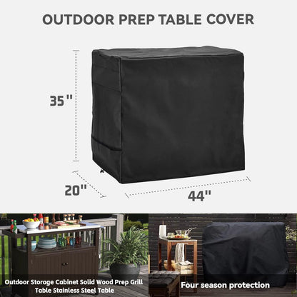 Outdoor Prep Table Cover- Heavy Duty Waterproof Cover for Outdoor Stainless Steel Table,Compatible with 44 inch Outdoor Utility Cart and Storage Cabinet Black