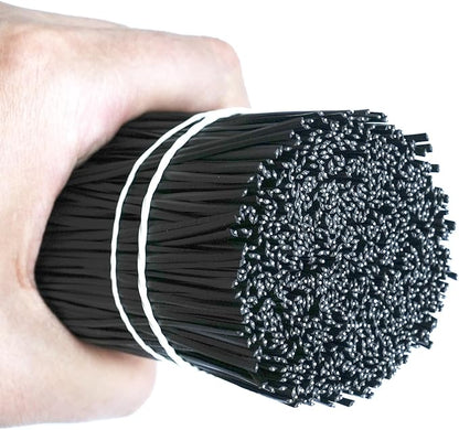 1000 pcs 10 inch Black Cable Twist Ties Plastic Twist Ties with Rugged Metal Innercores Reusable Fastening Cable Cord Wire Ties