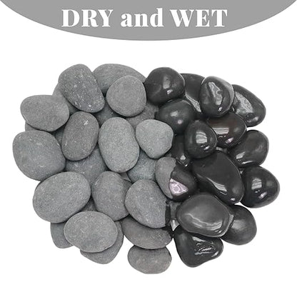 10LB Black Stones Pebbles River Rocks, Natural Beach Pebbles, 1-2" Garden Decorative Stones-1-2 Large Plant Rocks,Ideal for Aquarium, Home Decor