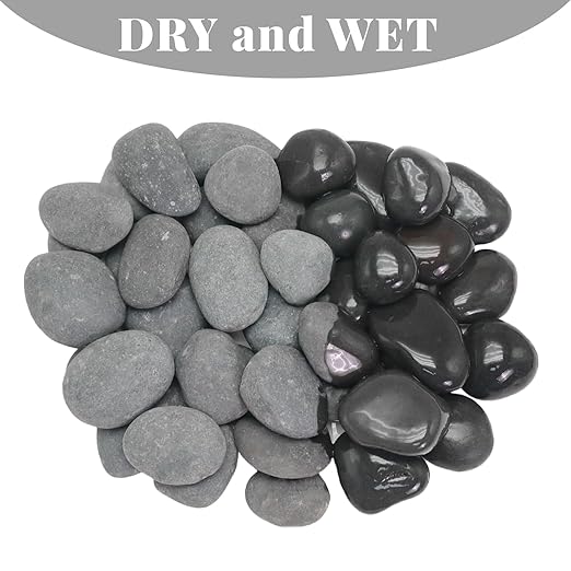 20LB Black Stones Pebbles River Rocks, Natural Beach Pebbles, Garden Decorative Stones-1-2 Large Plant Rocks,Ideal for Aquarium, Home Decor