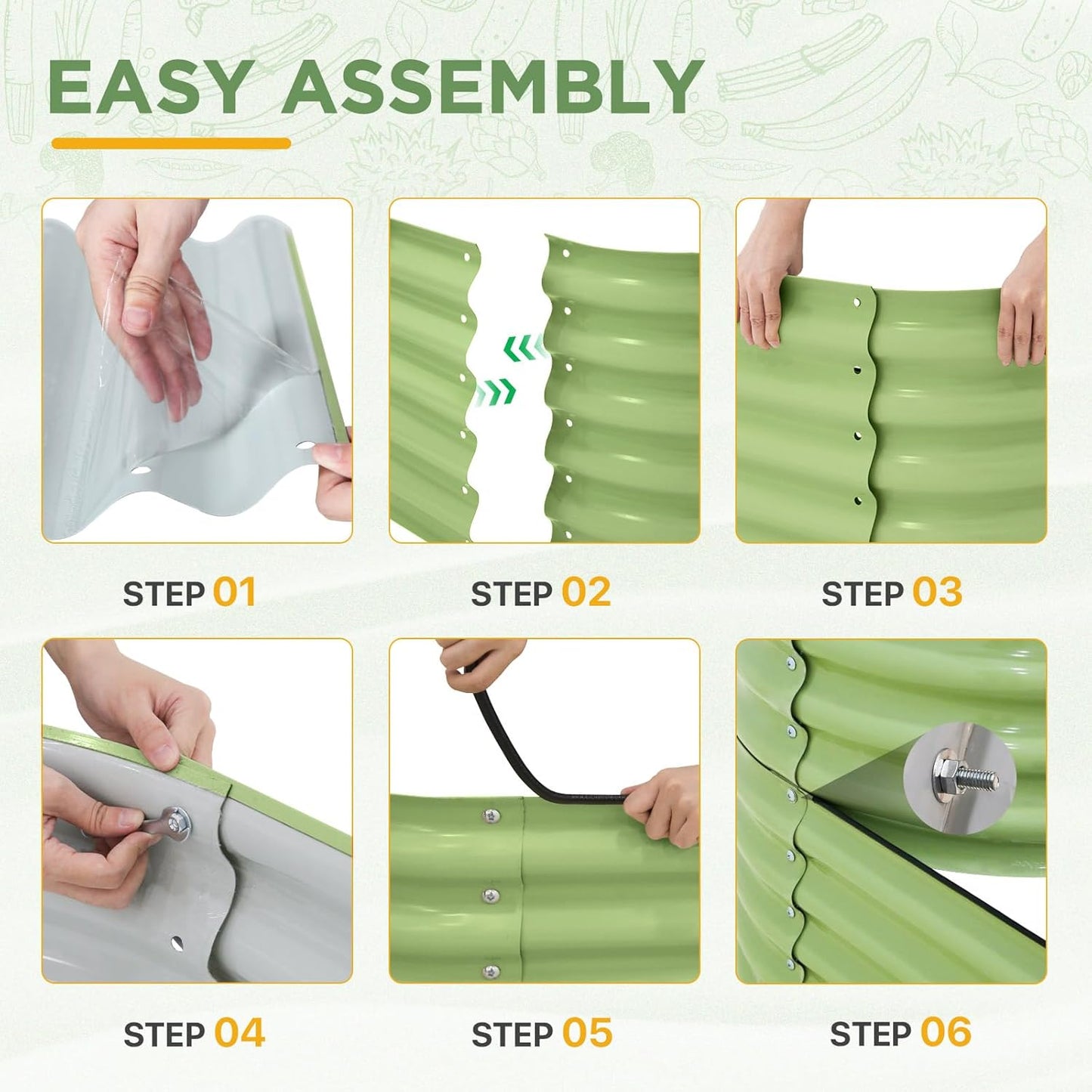 EAGLE PEAK 2-Tier Galvanized Raised Garden Bed Planters, Planter Boxes Outdoorfor Vegetables, Flowers and Herbs, Assembly Modular - 33in Overall Height, 41'' L x 43'' W, Olive Green