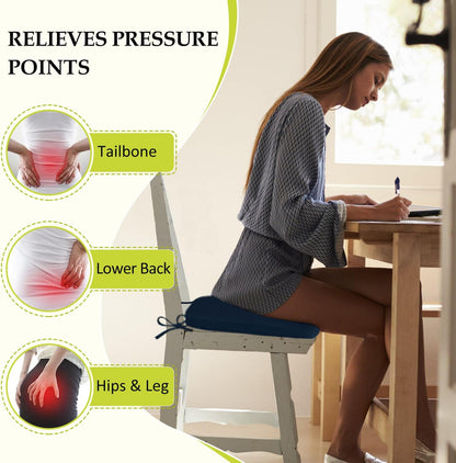 Chair Cushions for Dining Chairs, Indoor Chair Cushions with Ties，Waterproof Chair Pads Set of 4, Navy Blue, 17x16x2.5 Inch