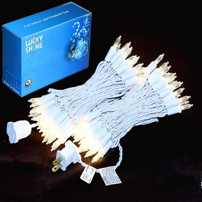 100 LED Warm White Christmas Lights, UL Certified and Commercial Grade White Wire String Lights 35 FT, for Indoor and Outdoor Christmas Trees, Party, Garden, Patio.