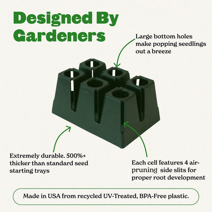 Epic Gardening Reusable Seed Starter Tray - 6 Cell/6 Seedling Starter Trays - Easy Watering, Indoor Greenhouse, Plant Starter, Gardener-Friendly for Seedlings | UV-Treated & BPA-Free - Sage Green