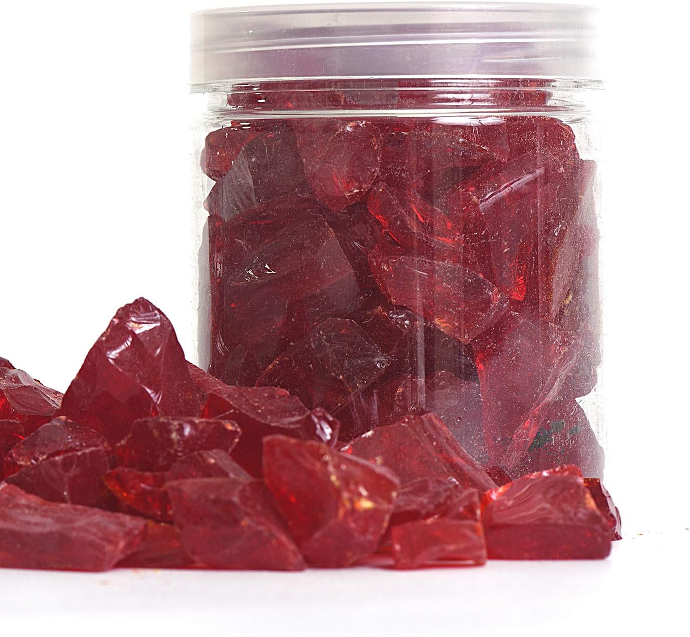 High Luster Reflective Fire Glass Gravel,Fire Gems,Fire Drops,Fire Glass Pebbles Stones Beads Chips for Fire Pit Fish Tank Aquarium Garden,1-2cm,540g/1.19lb (Red)