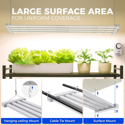 Barrina TX-L84 4FT LED Grow Light, 336W (4 x 84W), 4 Panel Wider Coverage, Full Spectrum, High PPFD, Mechanical Timer, Linkable, Hanging Light, Plant Stand with Grow Light for Indoor, Seeding, 4 Packs