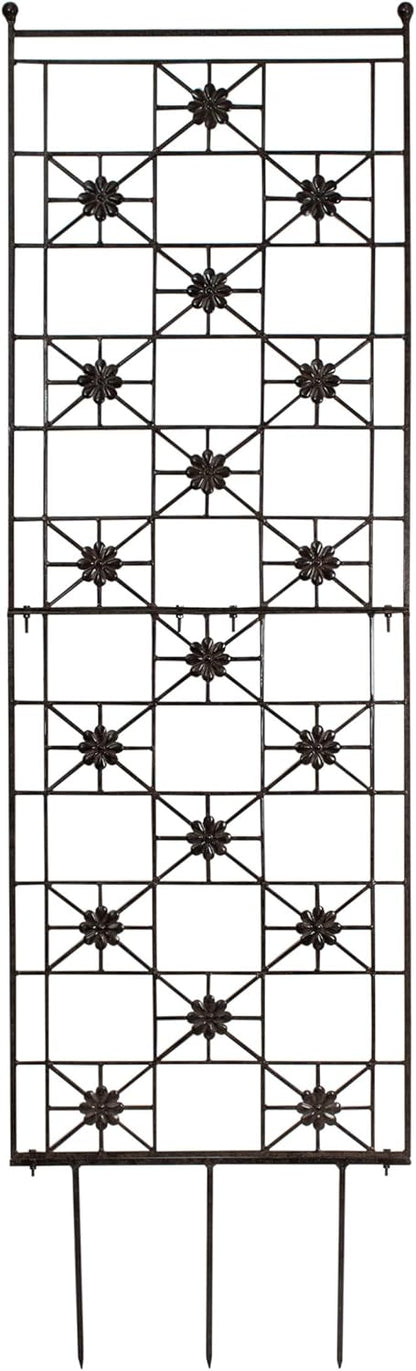 H Potter 5.5 Foot Tall Garden Flower Trellis Wrought Iron Heavy Scroll Metal Decoration Lawn Patio and Wall Decor Screen for Rose Clematis Ivy Patio Deck Wall Art